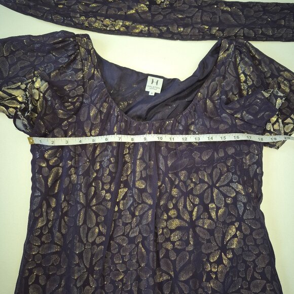 Halston Eggplant and Gold Patterned Top - Picture 4 of 6